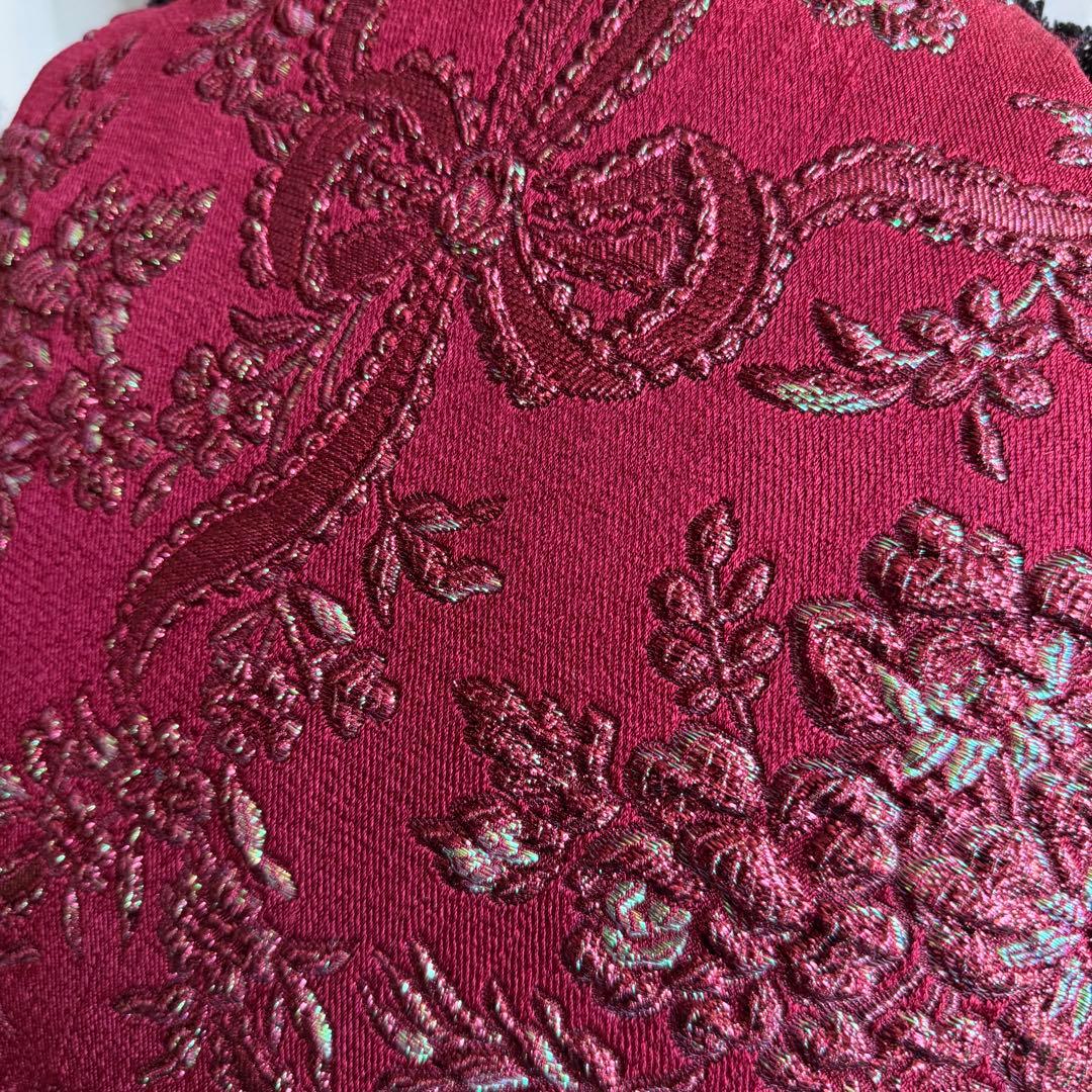 JI92美品✨　GUCCI フローガル柄 クッション 丸型 レッド チェック