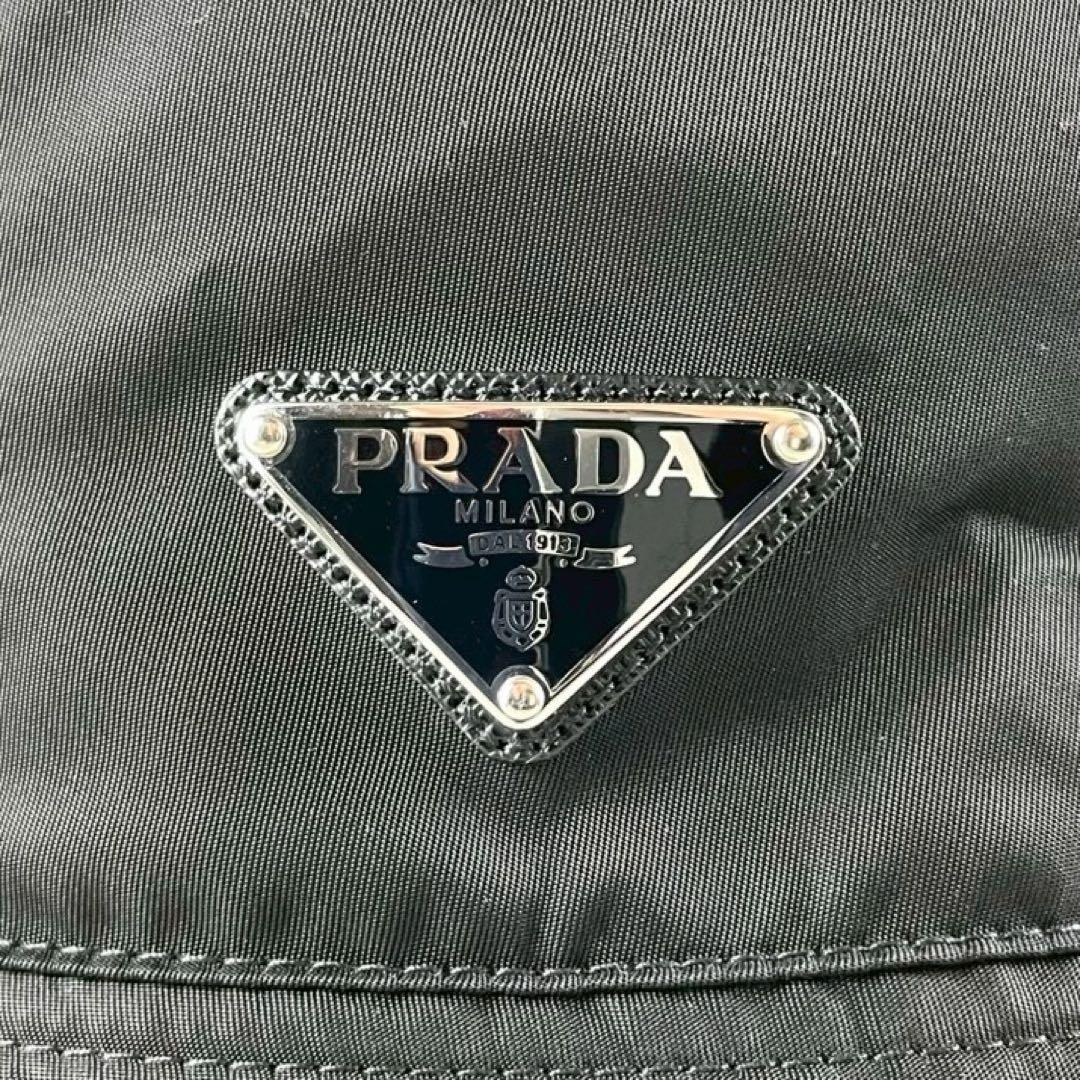 【極美品】PRADA 三角 トライアングル ロゴ バケットハット ブラック M