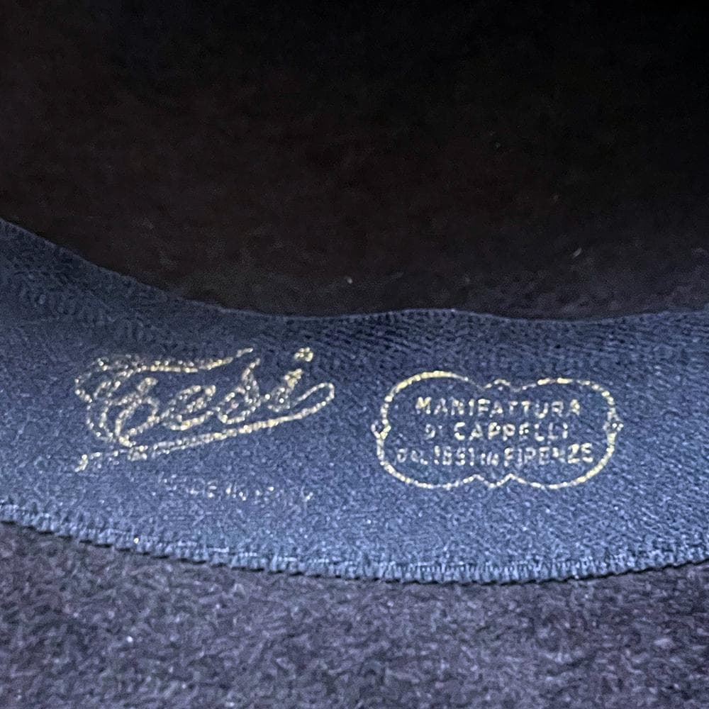 新品 イタリア製 テシ【TESI】ワイドブリム 兎毛 フェルトハット 濃紺 57