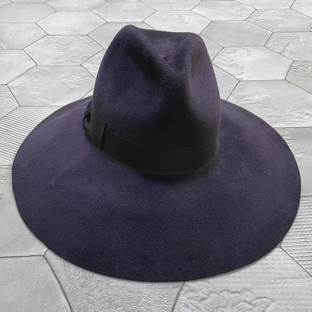 新品 イタリア製 テシ【TESI】ワイドブリム 兎毛 フェルトハット 濃紺 57