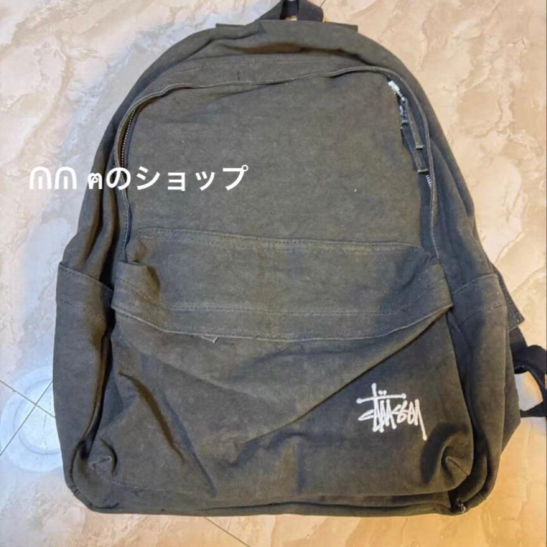 STUSSY ウォッシュドブラック キャンバスリュック