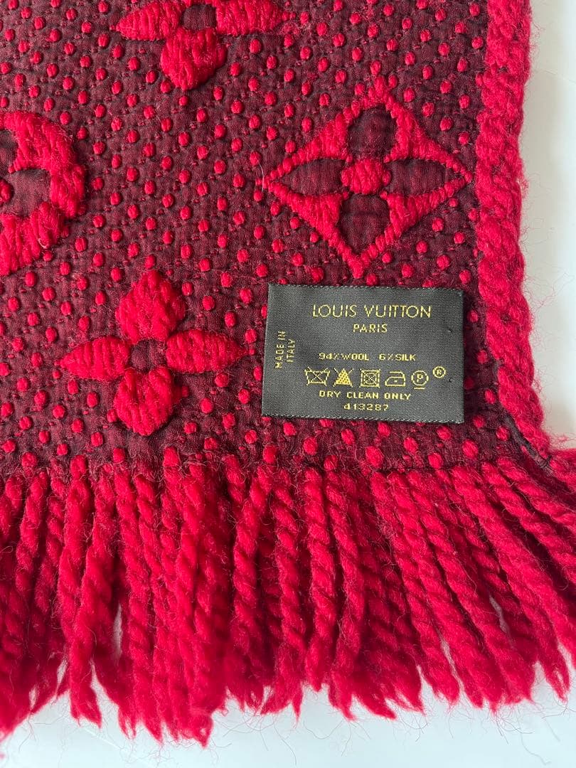 ルイヴィトン LOUIS VUITTON エシャルプ・ロゴマニア　マフラー　赤