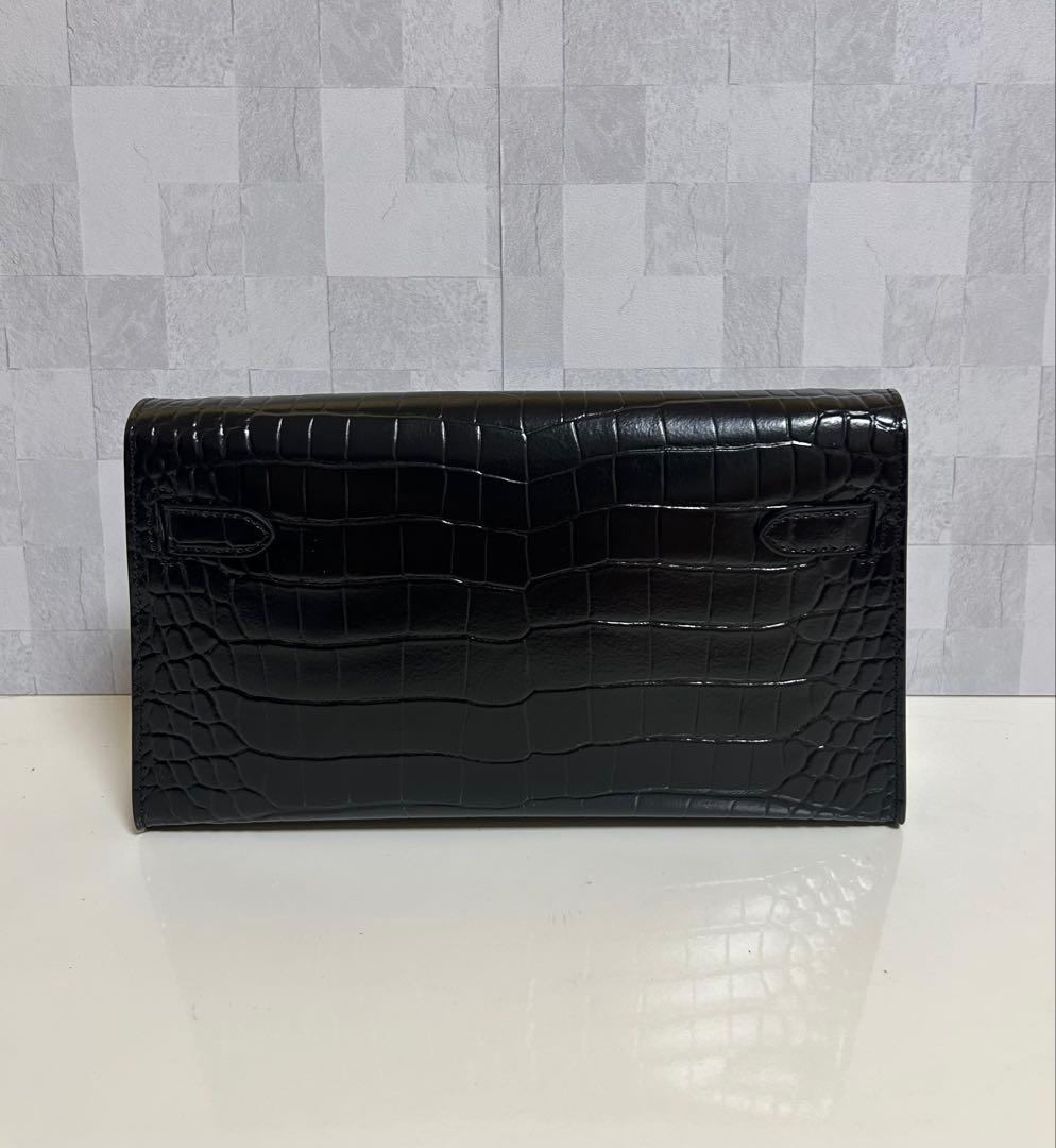 本革　クロコダイル調レザー クラッチバッグ3way