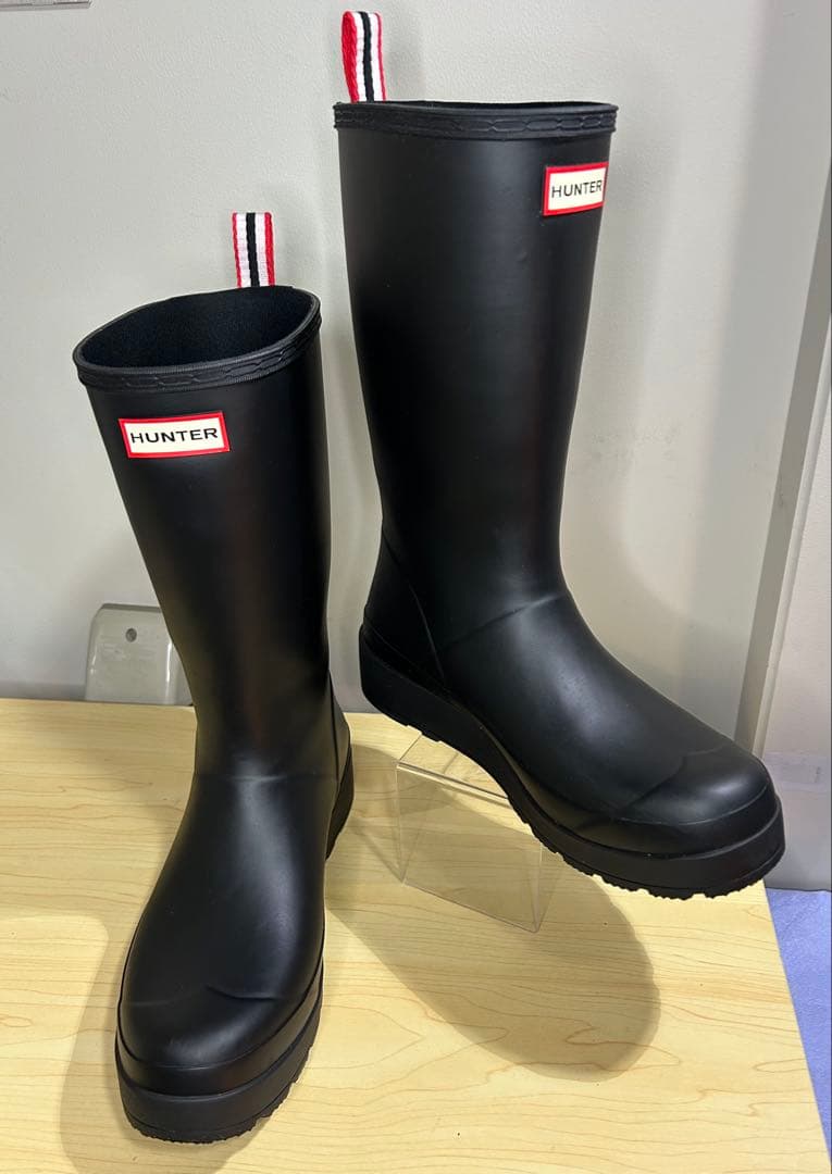 26.5〜27㎝★美品HUNTERショートレインブーツUK8ハンター長靴 プレイ