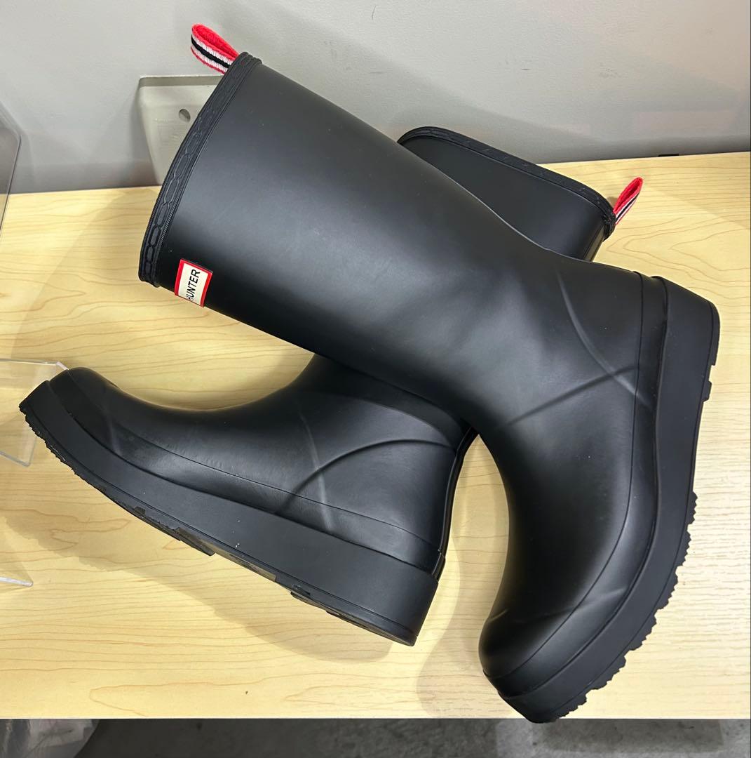 26.5〜27㎝★美品HUNTERショートレインブーツUK8ハンター長靴 プレイ