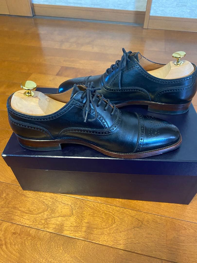 スコッチグレイン セミブローグ メダリオン レザー シューズ 24.5㎝　美品