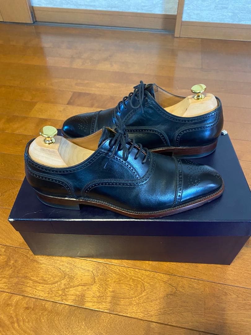 スコッチグレイン セミブローグ メダリオン レザー シューズ 24.5㎝　美品