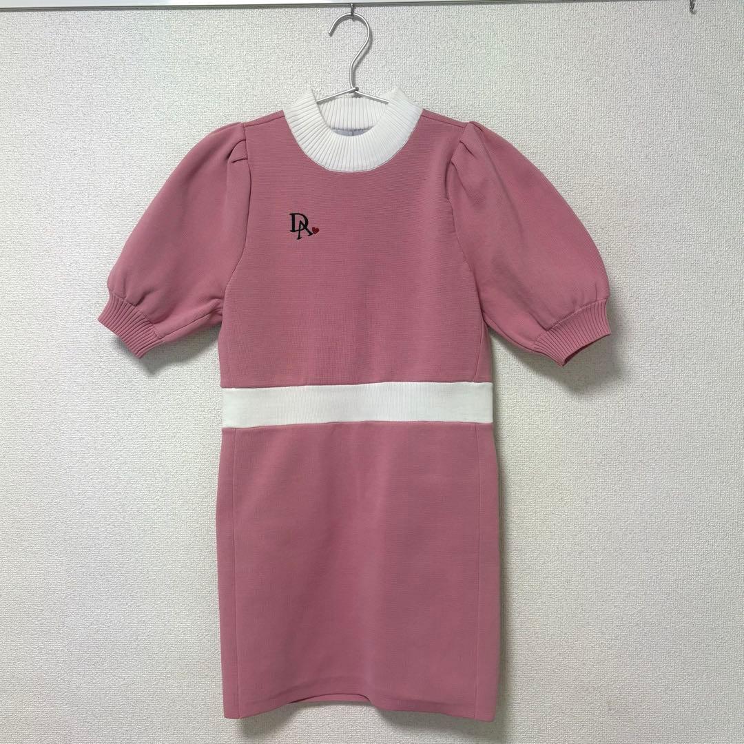 ドゥアヴニール 半袖パフスリーブバイカラーニットワンピース　DAO-23SS01