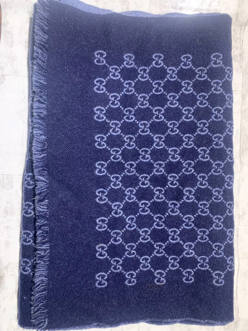GUCCI GGパターン マフラー ネイビー/ブルー