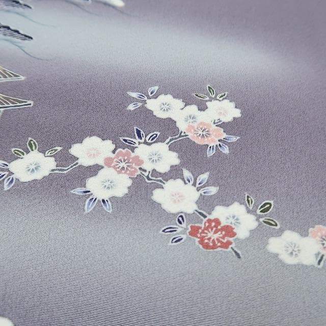 上野屋四代目 上野眞落款 正絹 着物“桜や松竹梅、花開く空模様”訪問着F-17