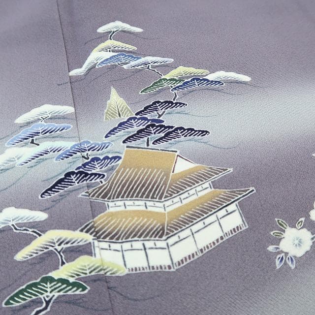 上野屋四代目 上野眞落款 正絹 着物“桜や松竹梅、花開く空模様”訪問着F-17