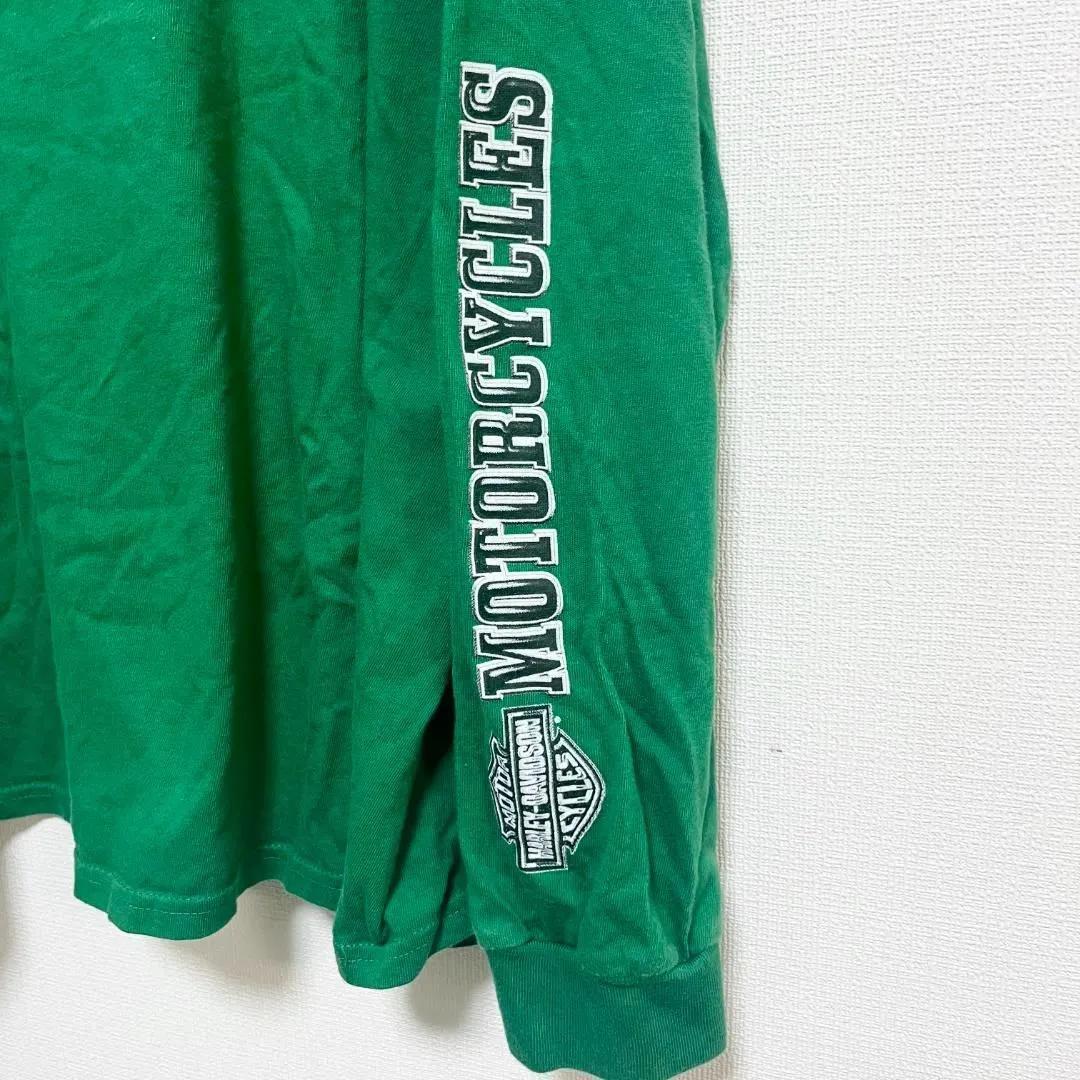 2XL ハーレーダビッドソン 長袖Tシャツ ロンT グリーン コットン