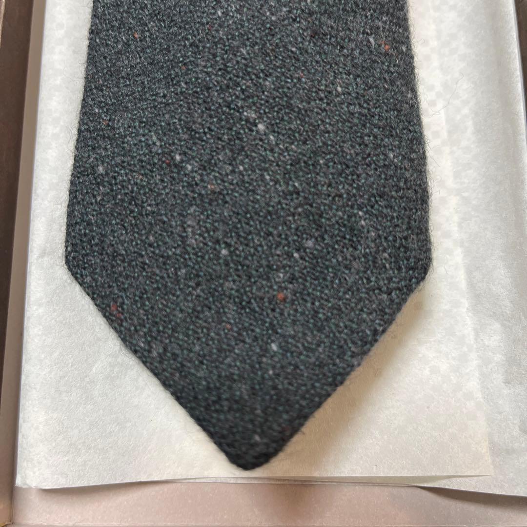 未使用タグ付　グッチ　ネクタイ　黒・緑　羊毛ウール