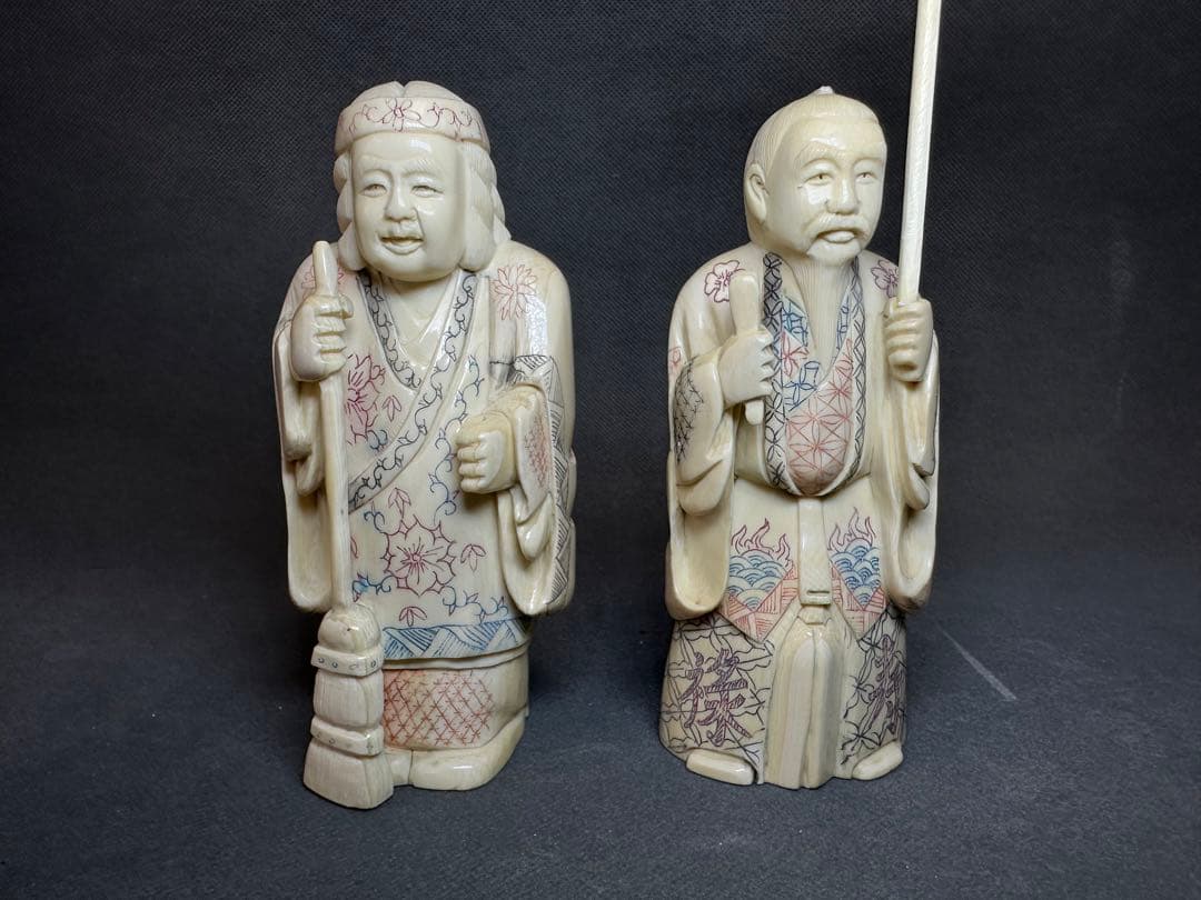 高砂夫婦　長寿　仏像　時代物 置物　縁起物　開運　厄除け　重さ：約733克