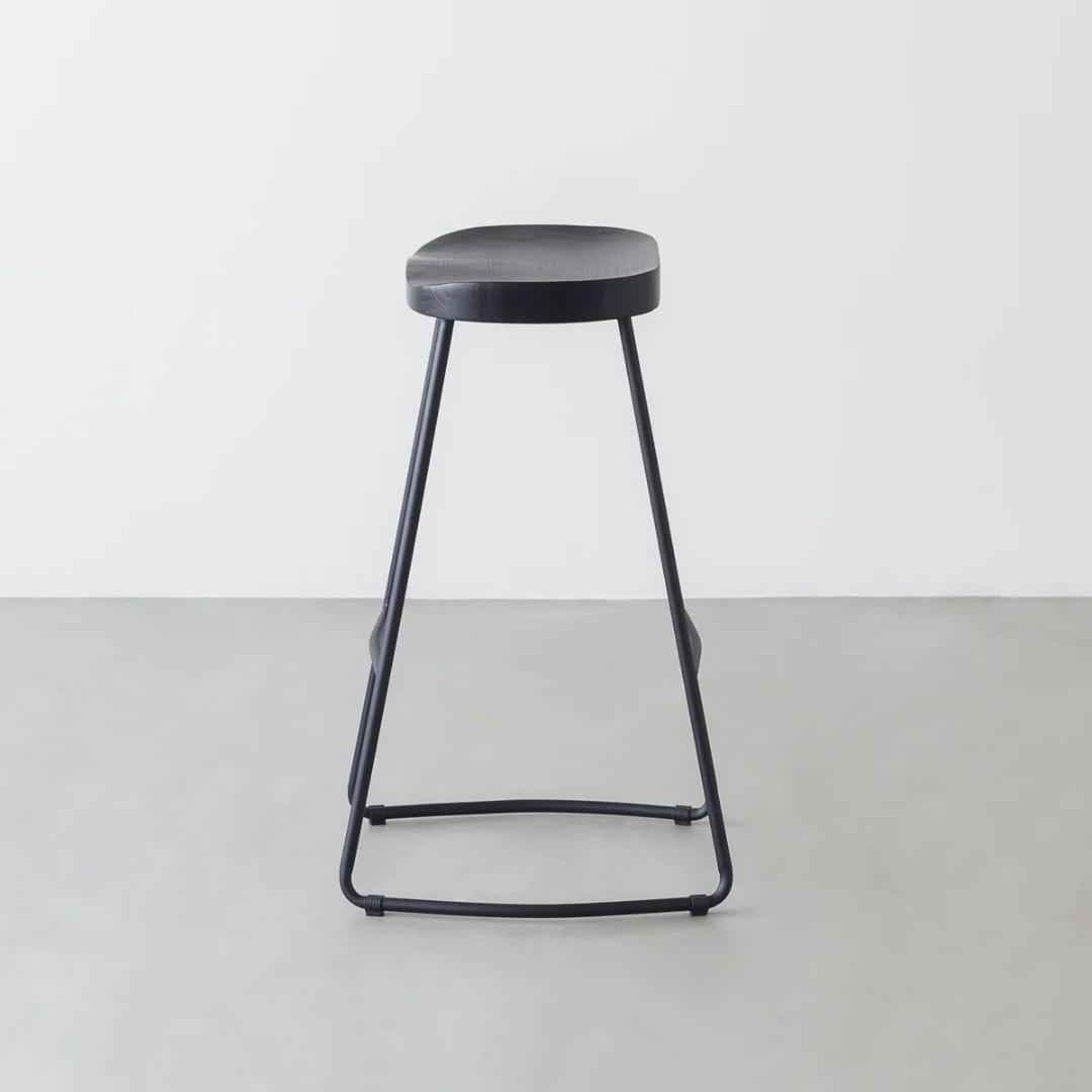 【２個セット】黒のシンプルスツール（高さ７５センチ）