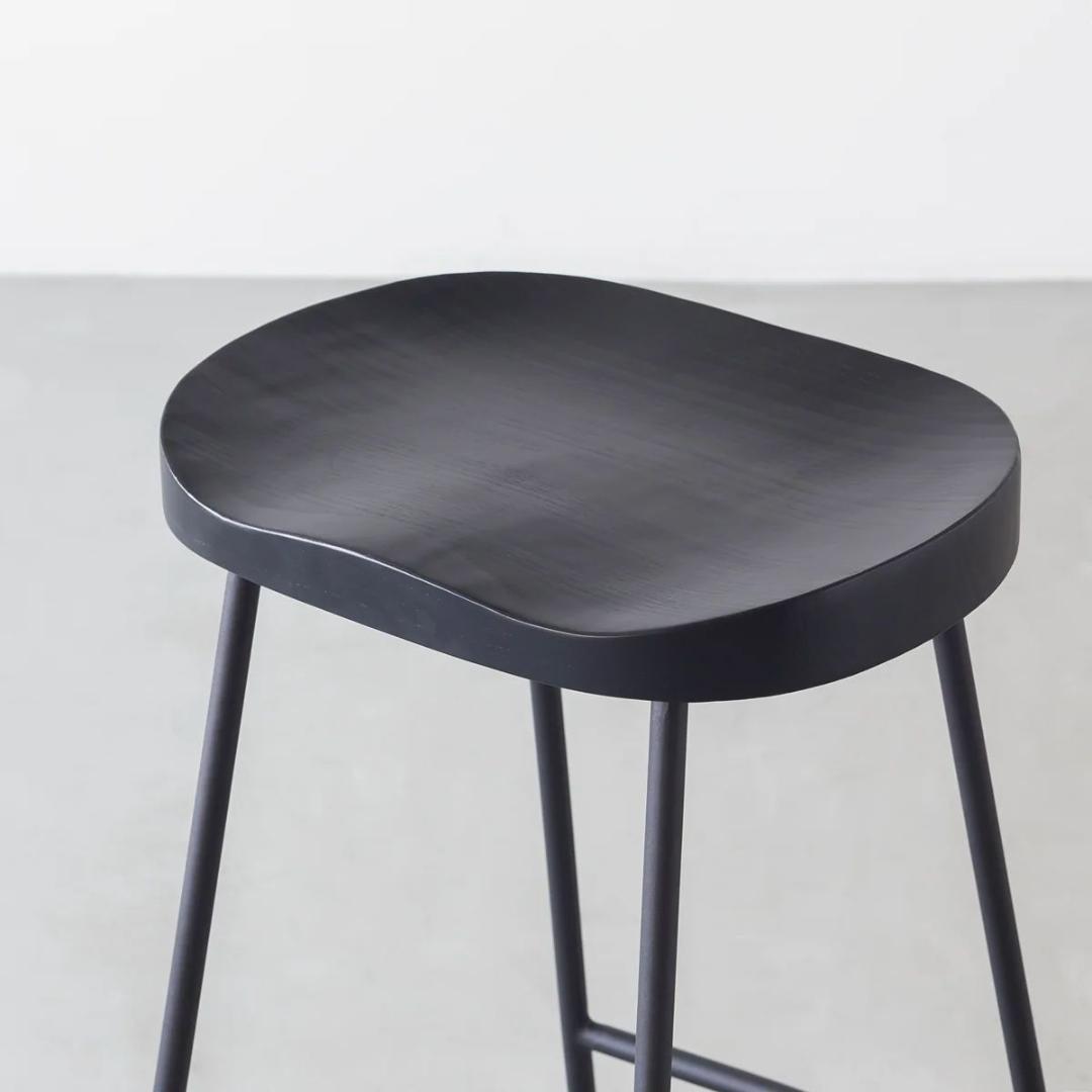 【２個セット】黒のシンプルスツール（高さ７５センチ）