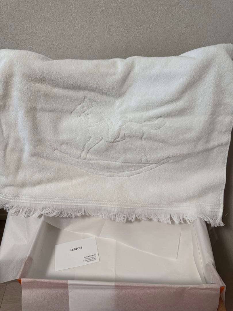 【未使用品】HERMES タオルケット ホワイト
