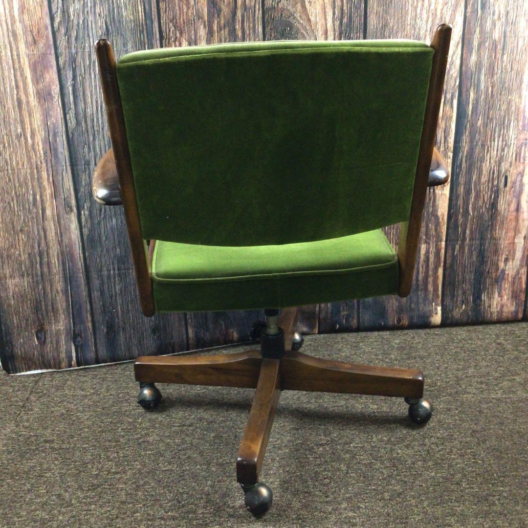 カリモク コロニアル デスクチェア グリーン オールドカリモク