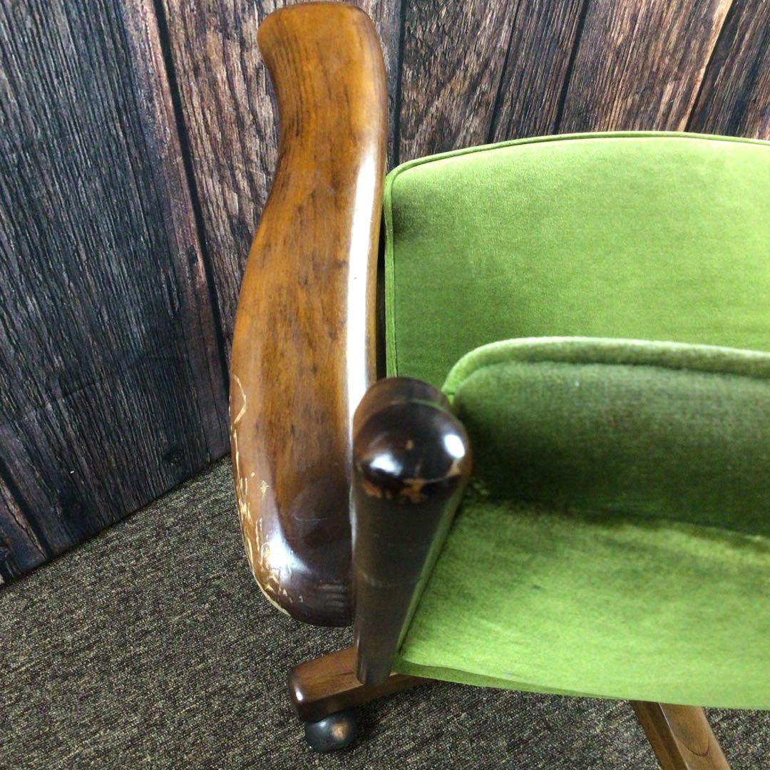 カリモク コロニアル デスクチェア グリーン オールドカリモク