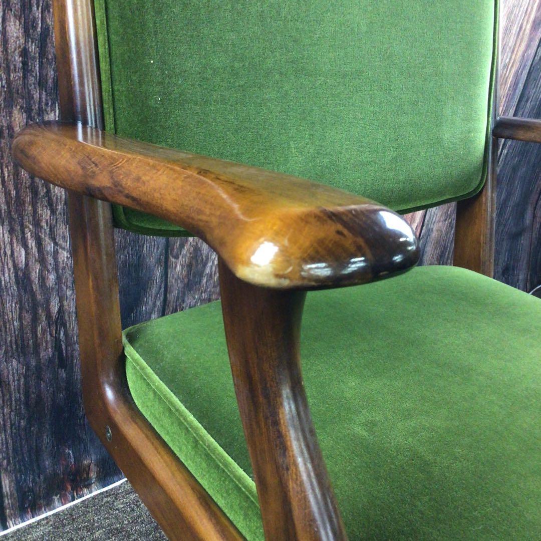 カリモク コロニアル デスクチェア グリーン オールドカリモク