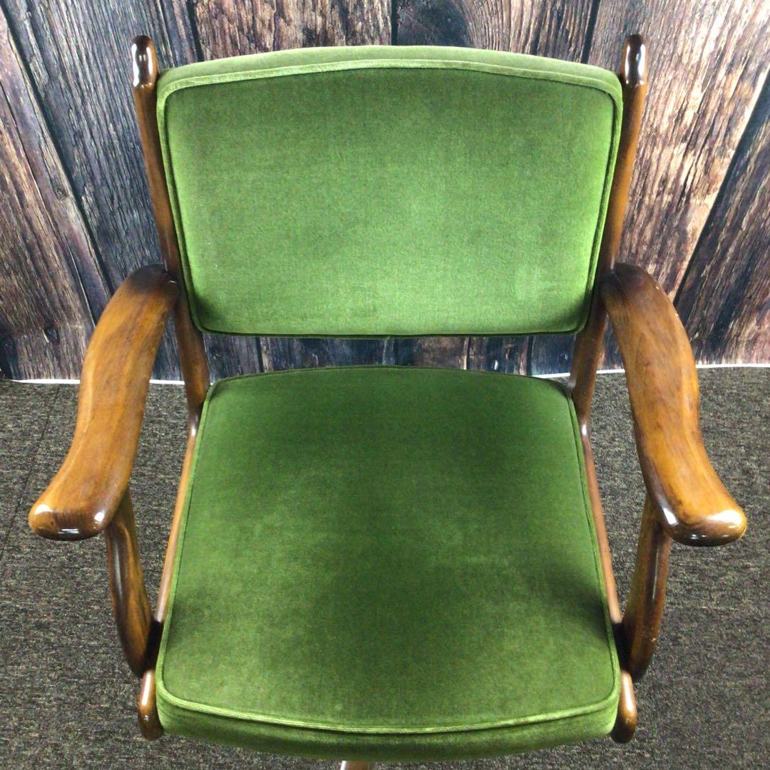 カリモク コロニアル デスクチェア グリーン オールドカリモク