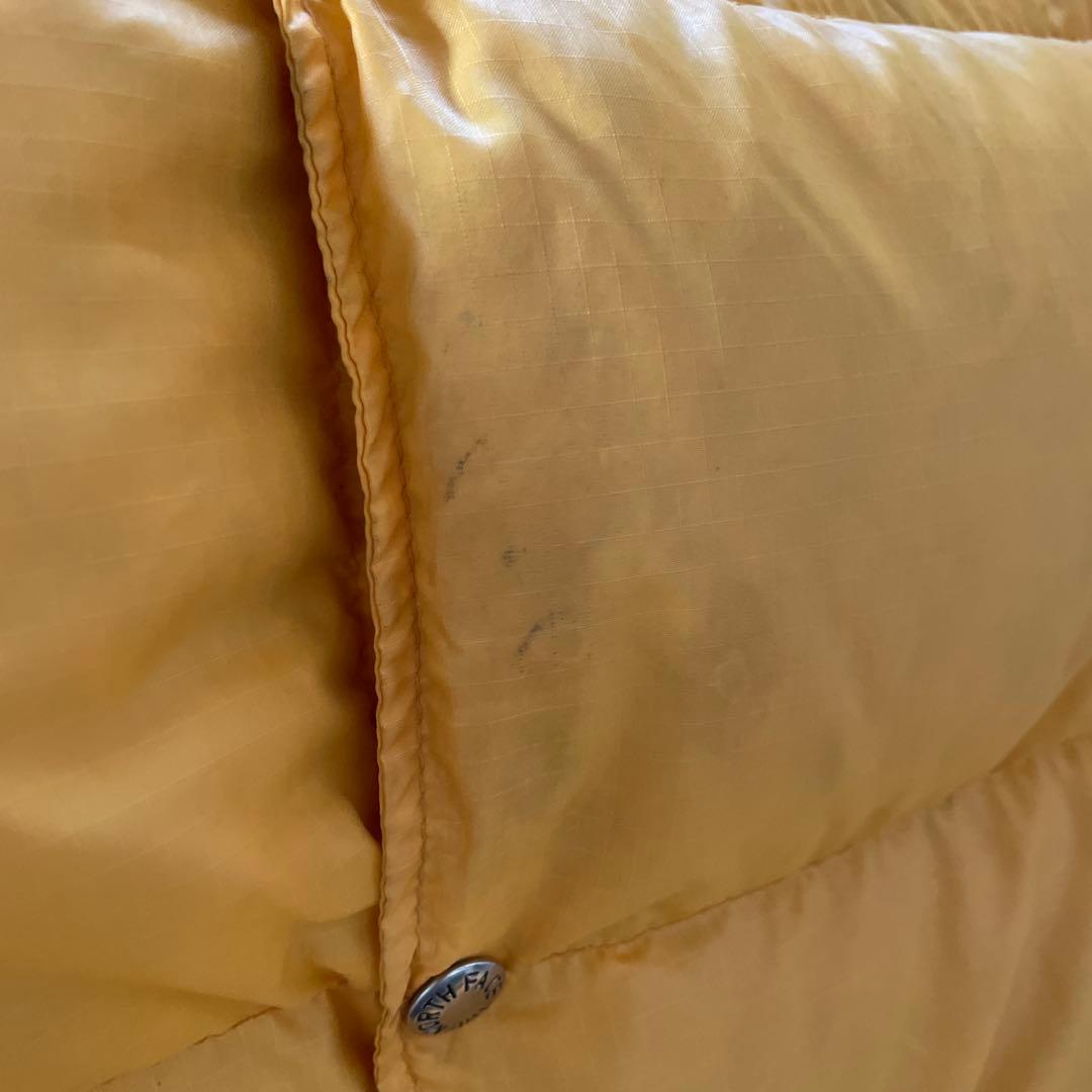 美品 70s 茶タグ ノースフェイス ダウンベスト イエロー 黄色 L 藤原着