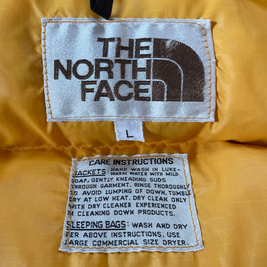 美品 70s 茶タグ ノースフェイス ダウンベスト イエロー 黄色 L 藤原着