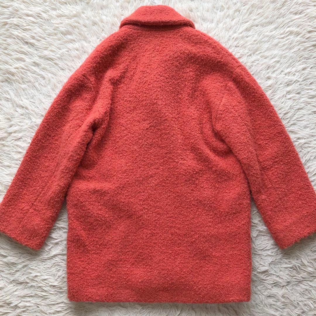 【現行 ルーマニア製】マックスマーラ　ボアコート　オレンジ　大きいサイズ　ウール