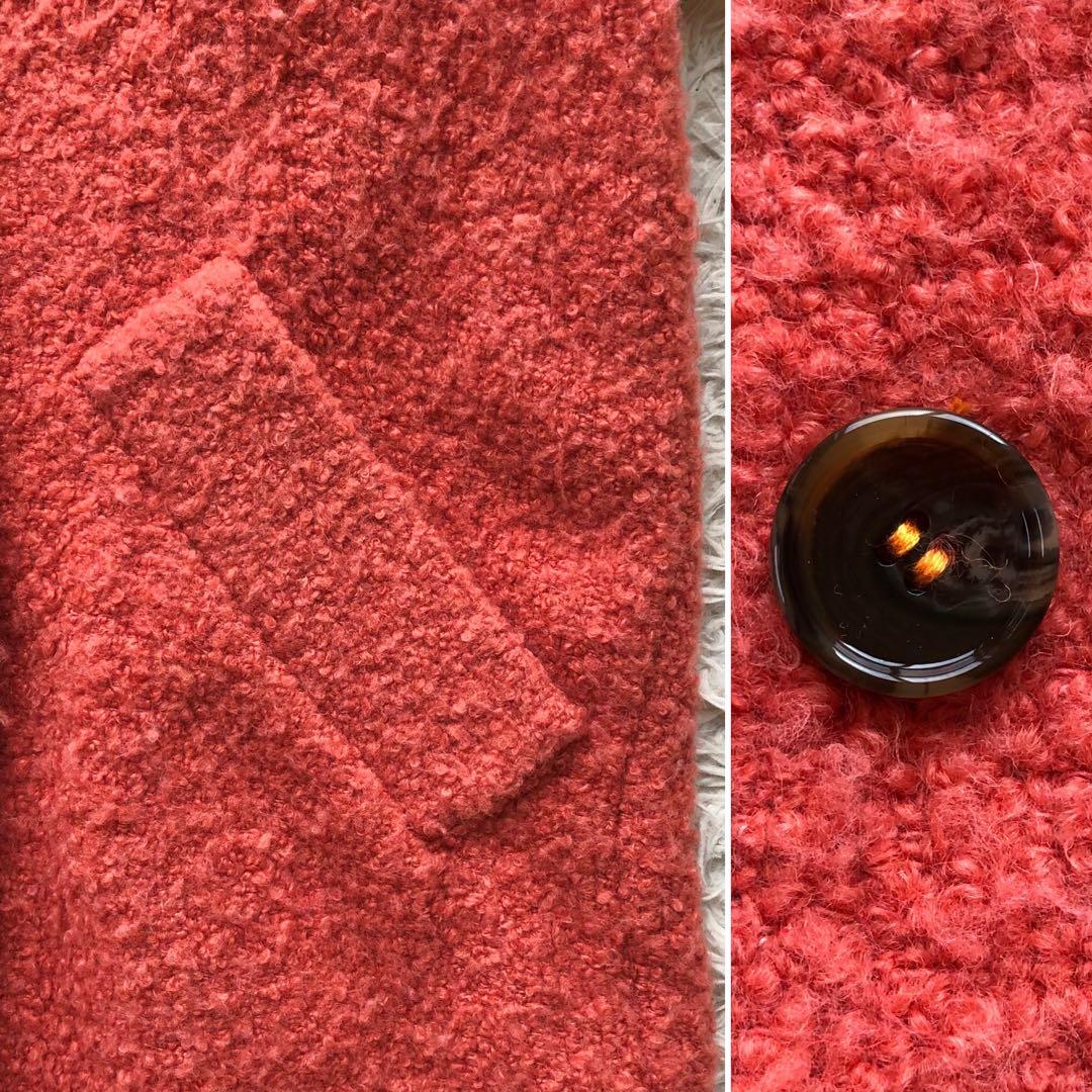 【現行 ルーマニア製】マックスマーラ　ボアコート　オレンジ　大きいサイズ　ウール