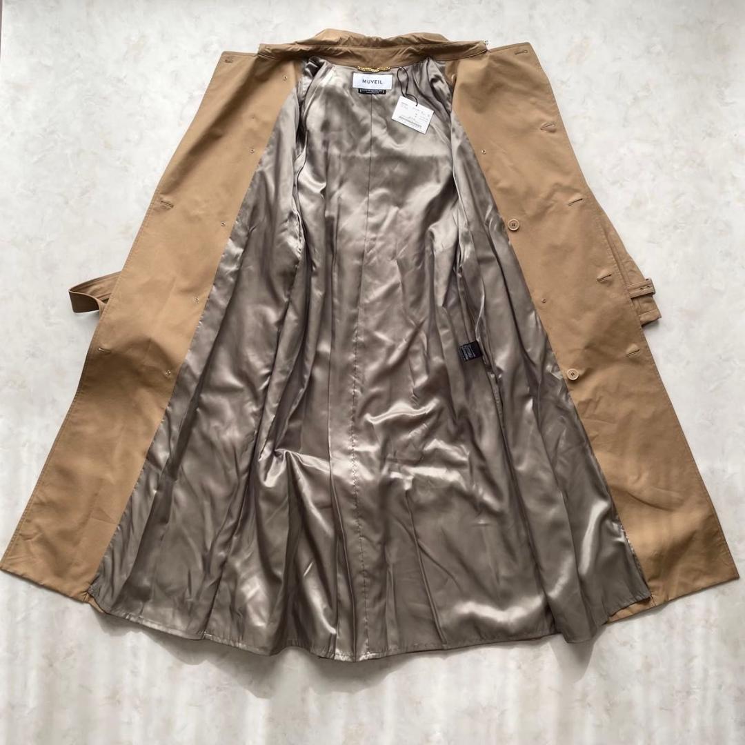 【新品】MUVEIL　プリーツトレンチコート オーガンジー　マキシ丈　40　L