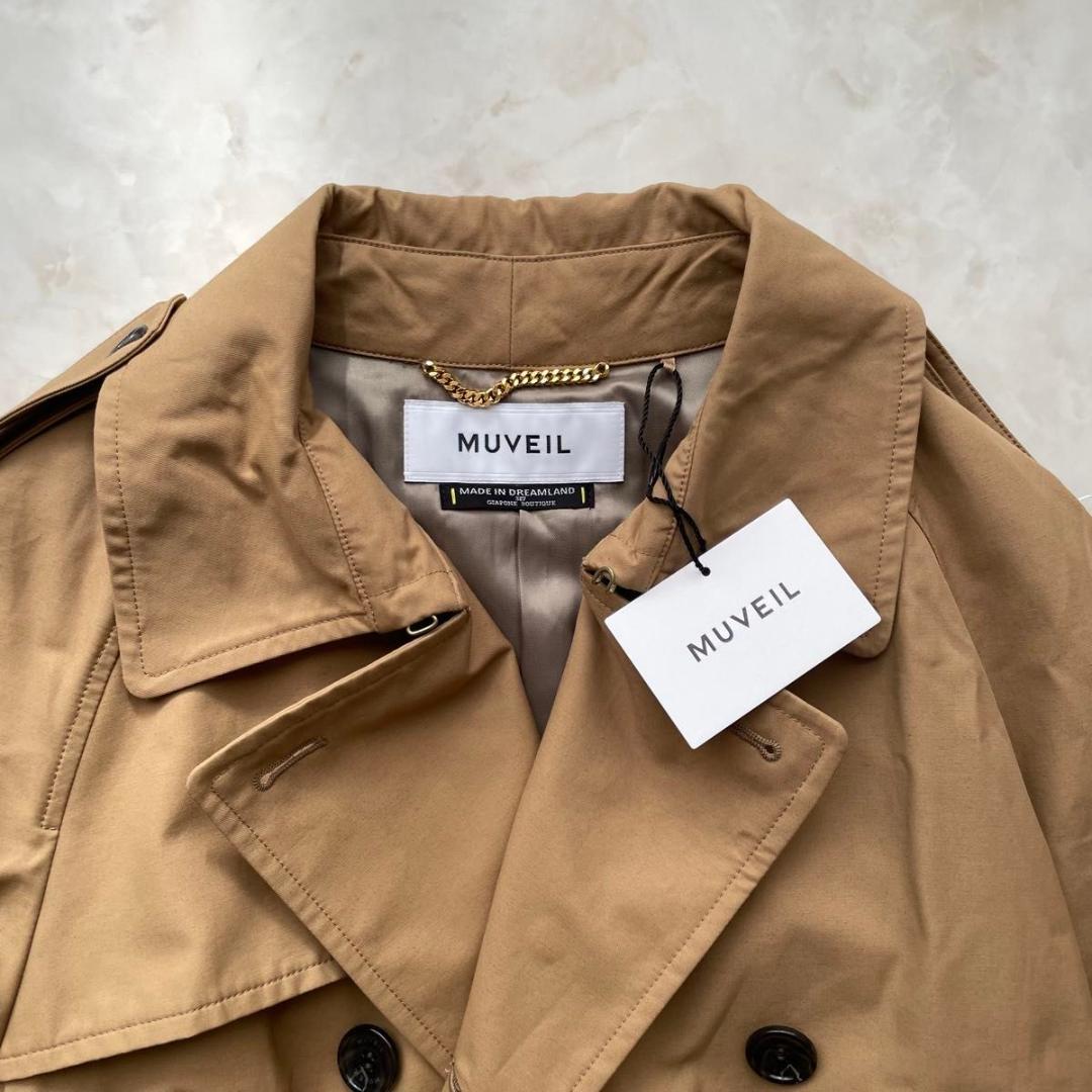【新品】MUVEIL　プリーツトレンチコート オーガンジー　マキシ丈　40　L