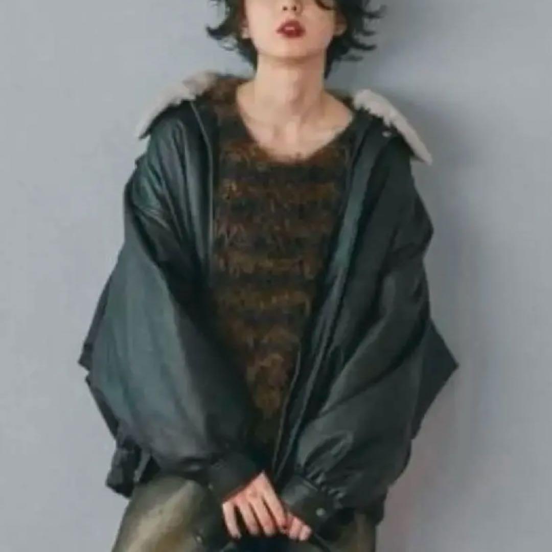 ニコアンド　フェイクレザー2WAYアソートブルゾン　ブラック