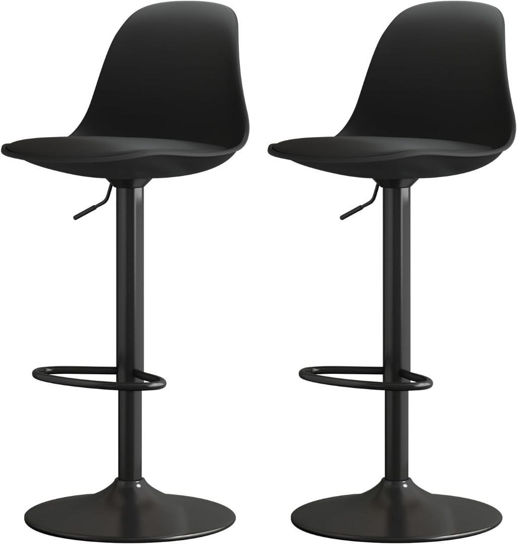 ブラック バースツール 2脚セット 高さ調整機能付きカウンターチェア