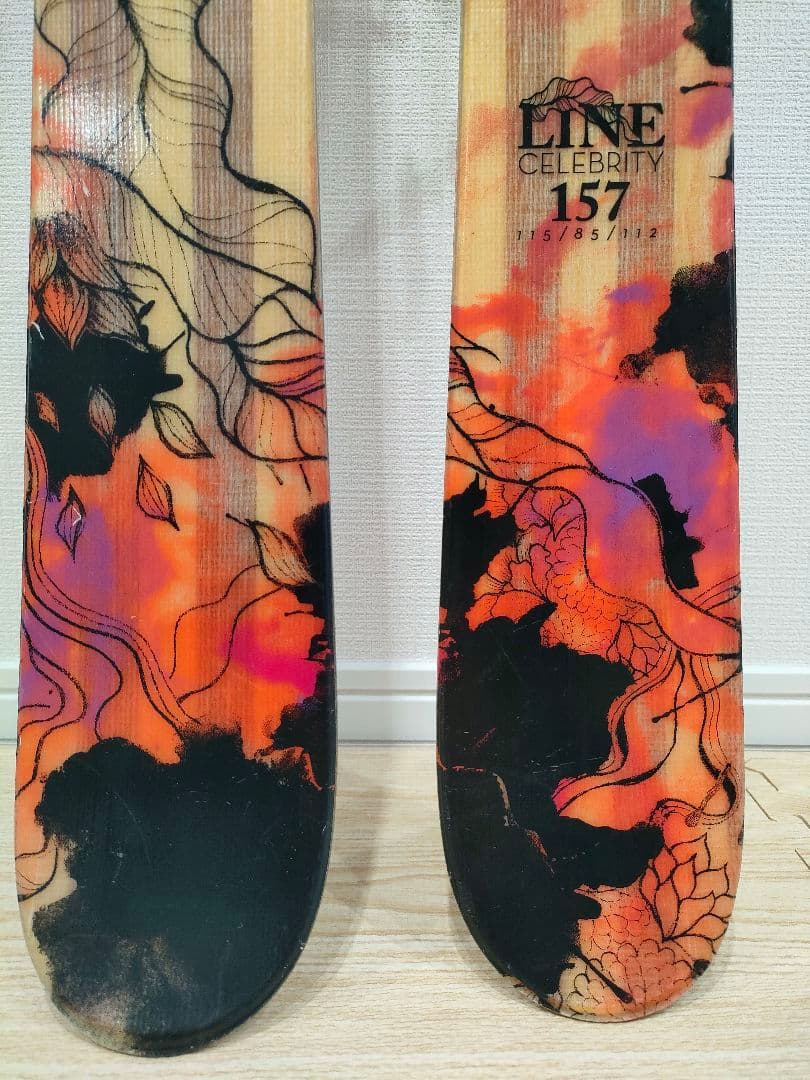 Line 花柄スキー板 ビンディング付き