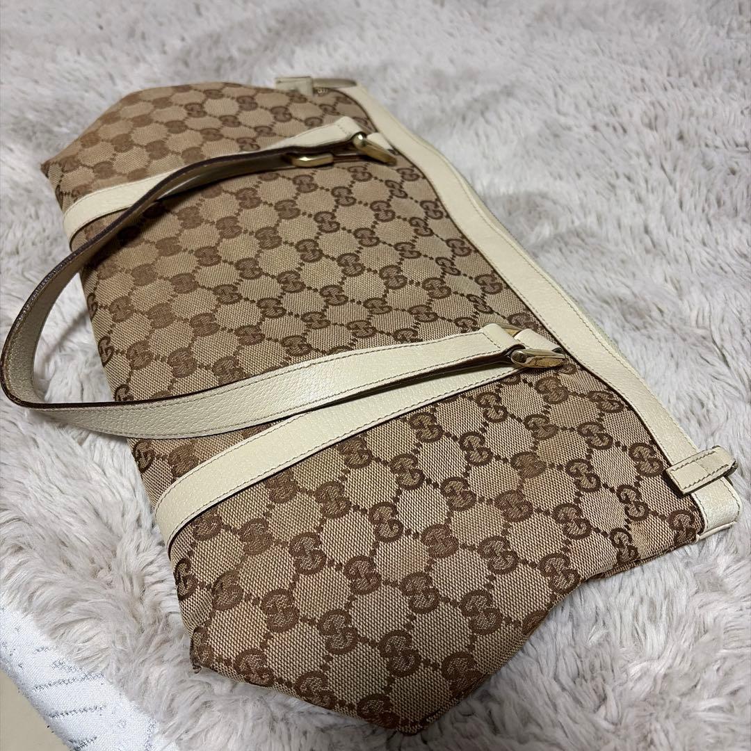 グッチ トートバッグ GGキャンバス ブラウン ベージュ シャンパンゴールド