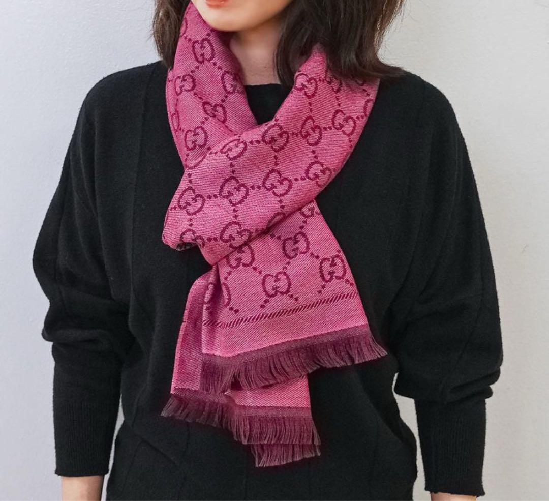 大判新品✨GUCCIマフラー❗️箱紙袋セット❗️グッチマフラー　レディース