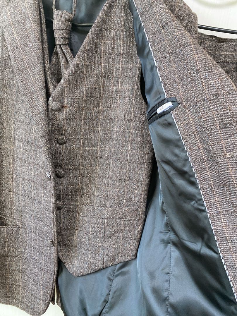 茶色系 チェック柄 スーツ