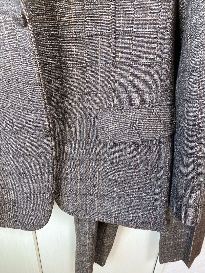 茶色系 チェック柄 スーツ