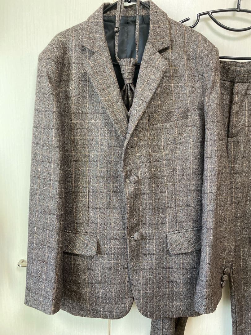 茶色系 チェック柄 スーツ