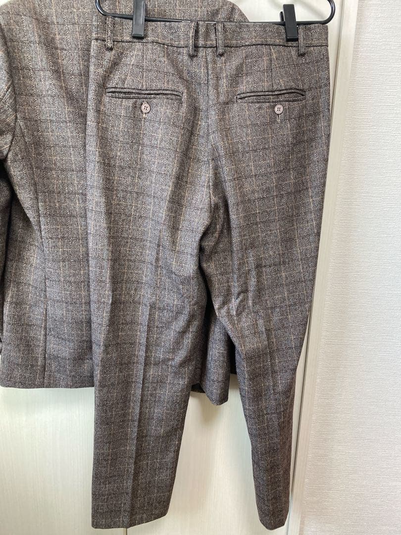 茶色系 チェック柄 スーツ