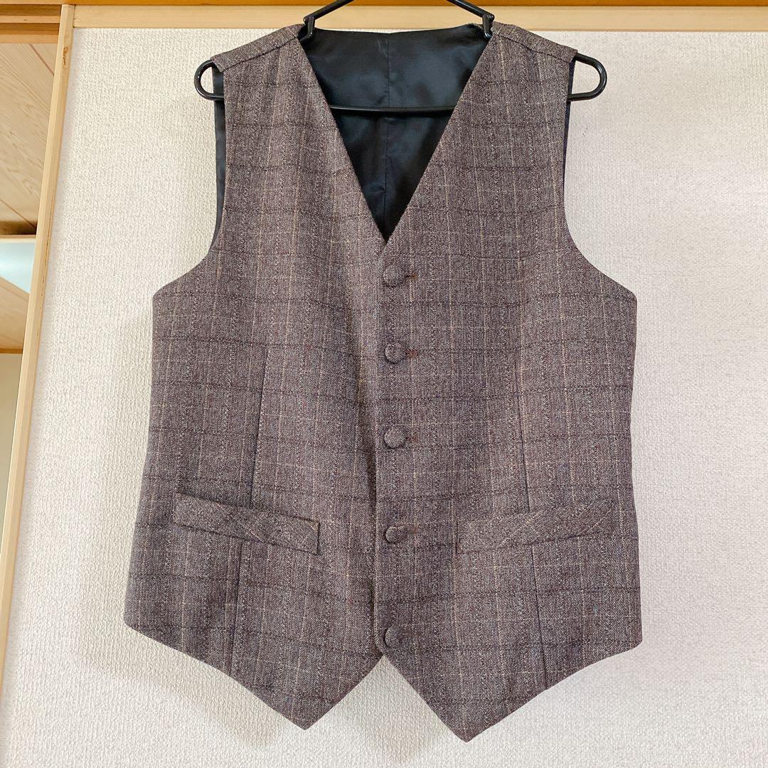 茶色系 チェック柄 スーツ