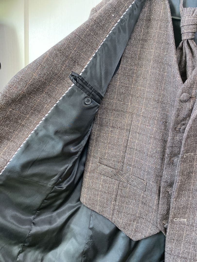 茶色系 チェック柄 スーツ