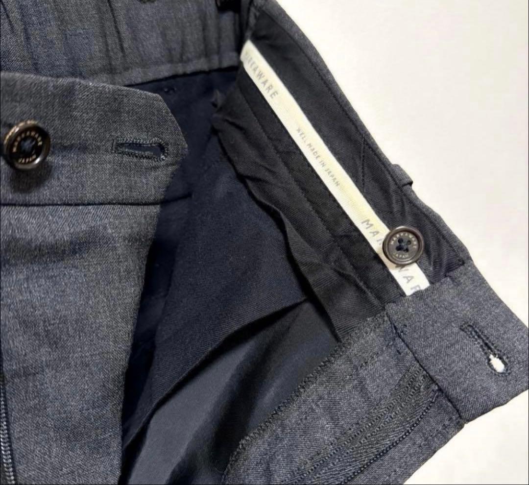 MARKAWARE フロントプリーツペグトップ オーガニックウールトロピカル 2