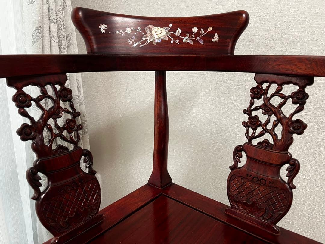 中国螺鈿家具セット 2脚の椅子+テーブル