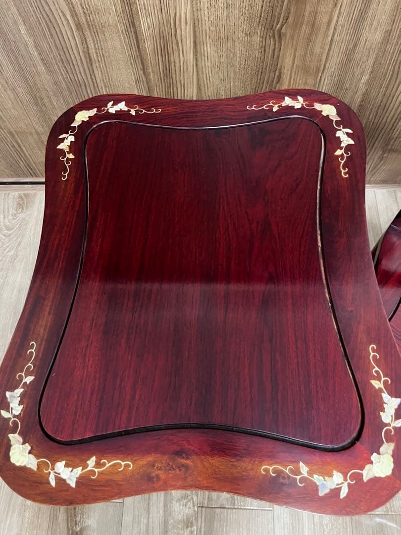 中国螺鈿家具セット 2脚の椅子+テーブル