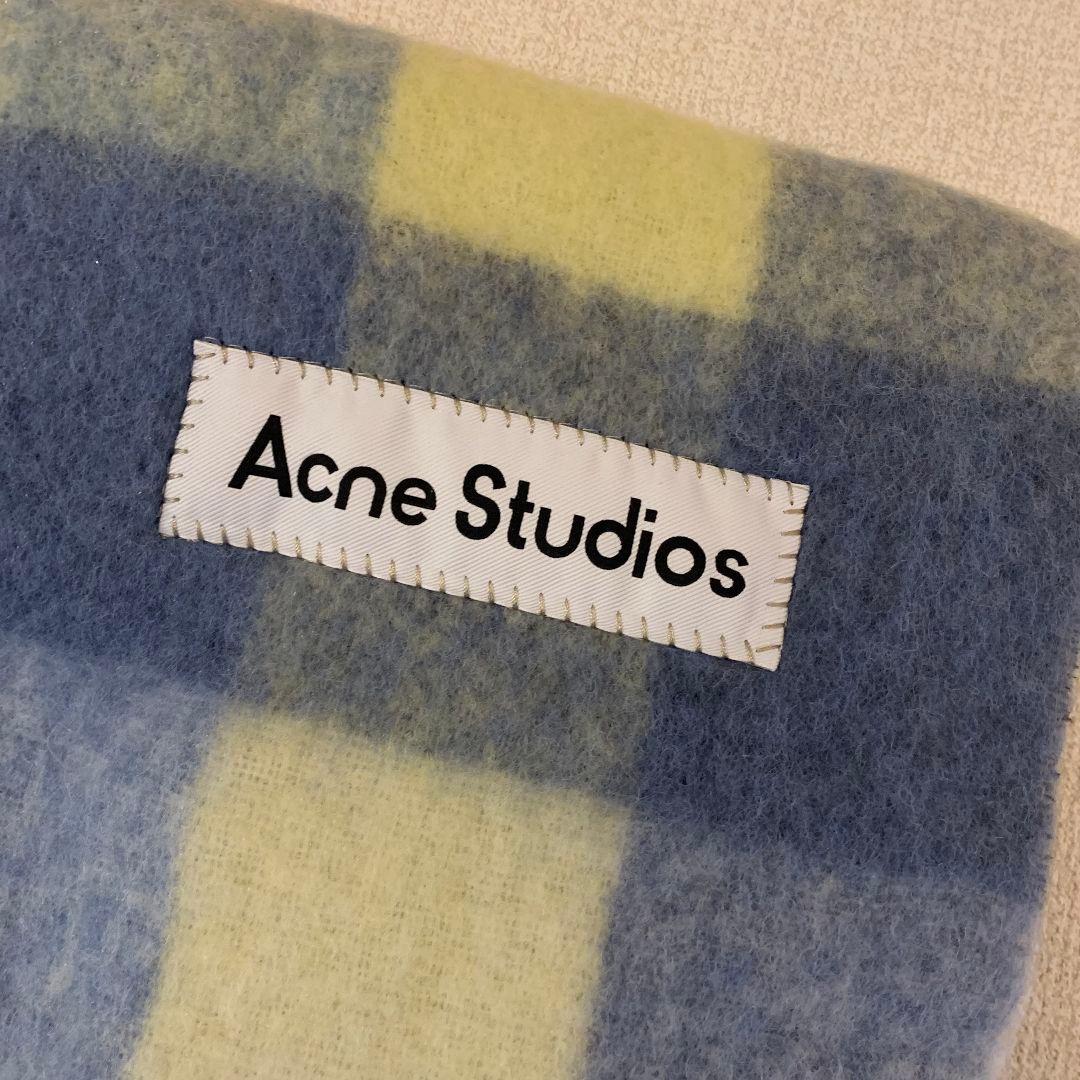 Acne Studios チェックマフラー ブルー×アイボリー 未使用