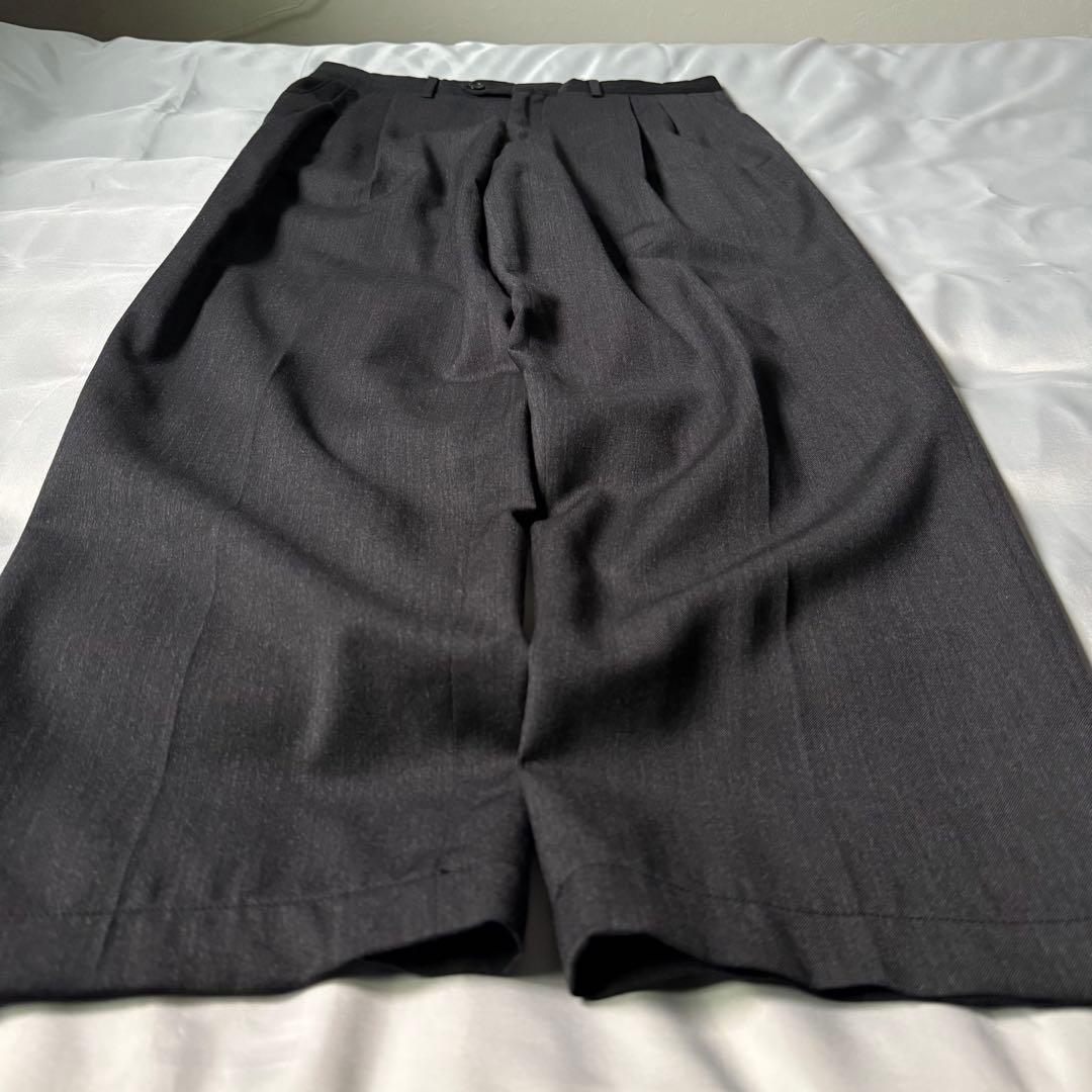 80s vintage イタリア製 スリータック ウール ワイドスラックス