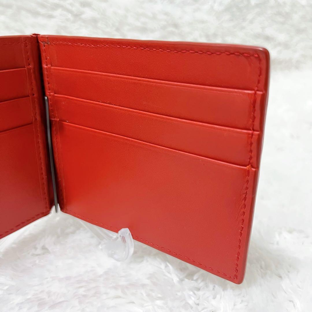 【希少】Bottega Veneta ボッテガ 2つ折り財布 マネークリップ 赤