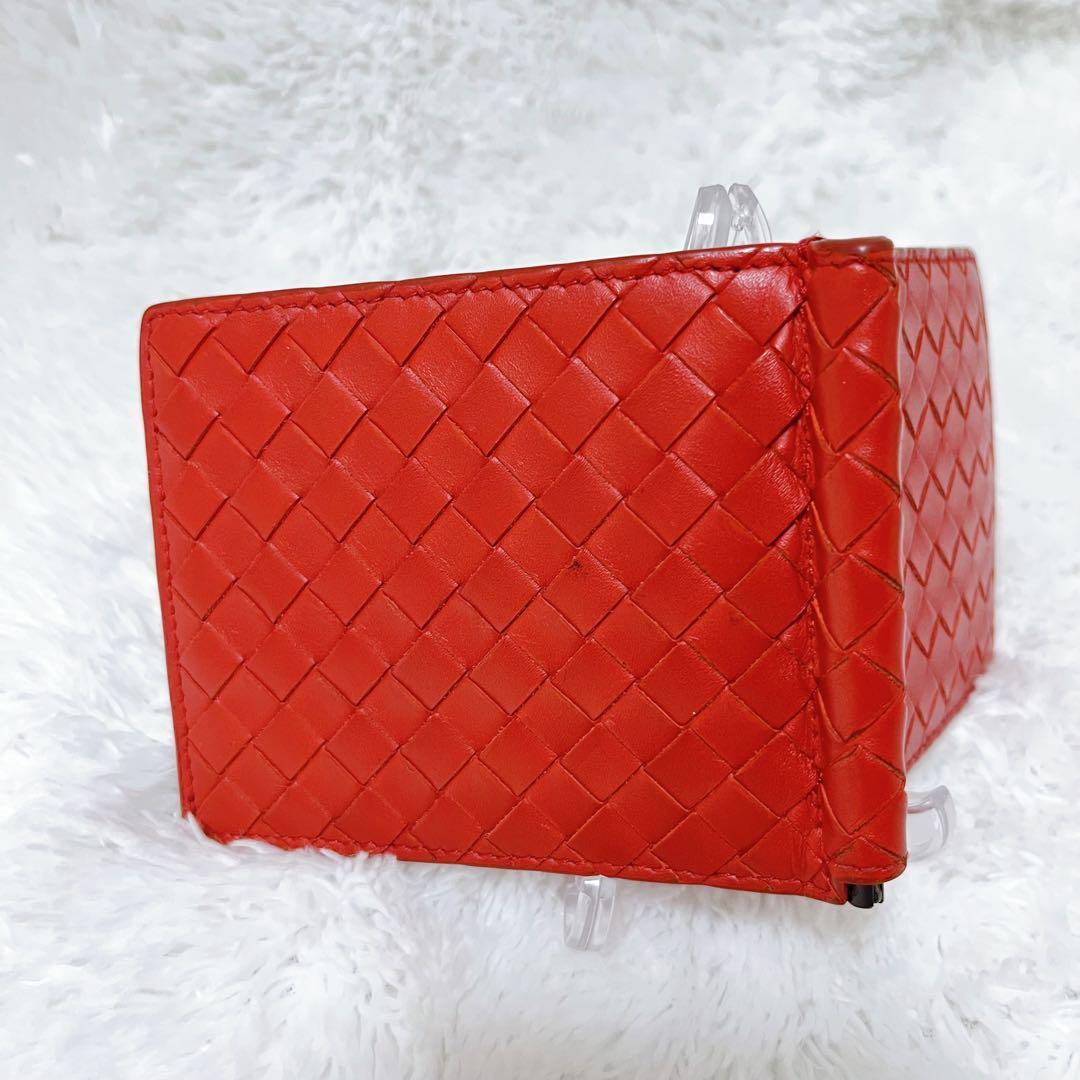 【希少】Bottega Veneta ボッテガ 2つ折り財布 マネークリップ 赤