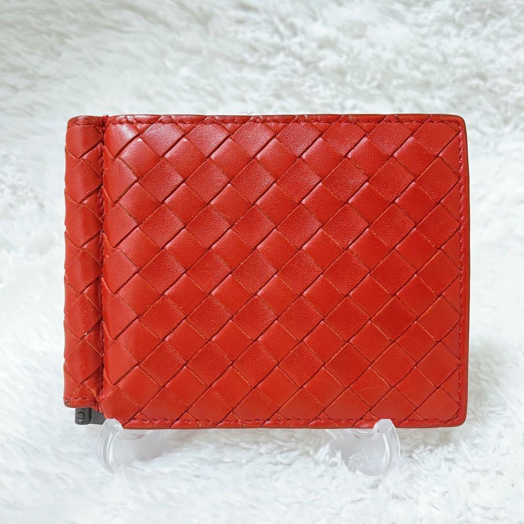 【希少】Bottega Veneta ボッテガ 2つ折り財布 マネークリップ 赤